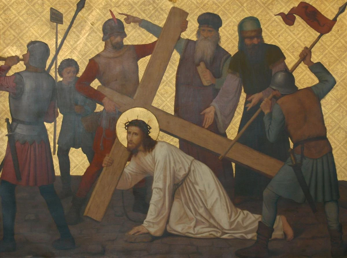 1832-Peter Heinrich Windhausen - San Michele, Waldniel, Via Crucis, Stazione III, Gesù cade per la prima volta